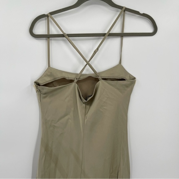 Nasty Gal Collection NWT Satin Square Neck Midi Slip Dress Size 2 Sand/tan - Picture 6 of 9